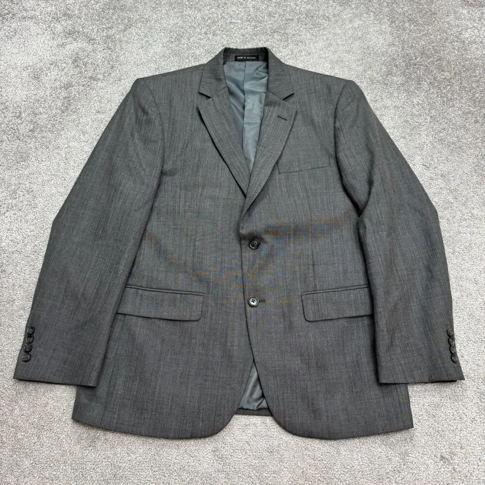 Jones New York Wool Blend Suit Blazer Mens 40R Gray Double Vented Notch Workwear
